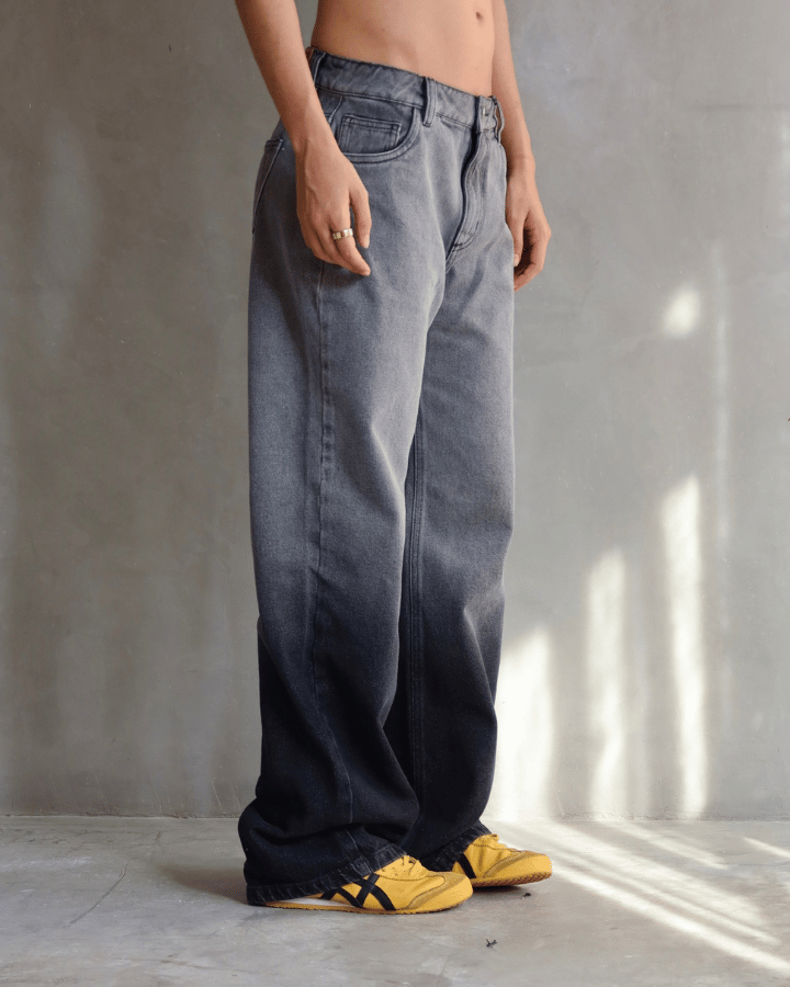 JEAN RELAXED FIT DEGRADE GRIS/NEGRO