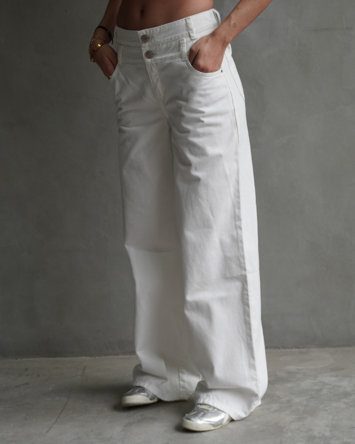 JEAN STRAIGHT DOBLE PRETINA BLANCO
