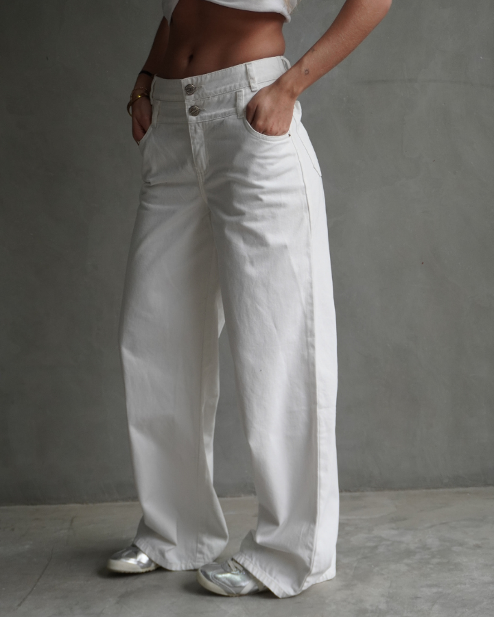 JEAN STRAIGHT DOBLE PRETINA BLANCO