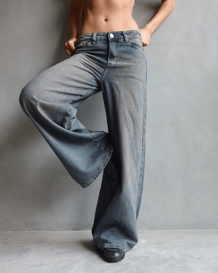 JEAN ANCHO STRAIGHT GREY VINTAGE
