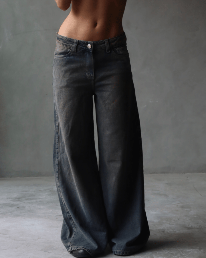 JEAN ANCHO STRAIGHT GREY VINTAGE