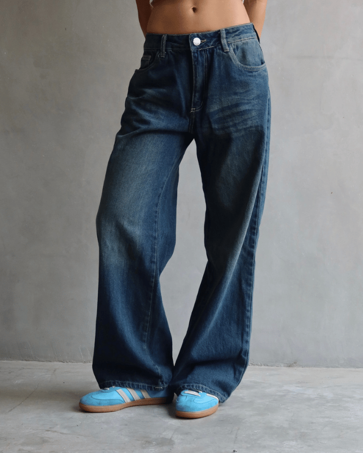 JEAN RELAXED FIT GREEN TINTED AZUL
