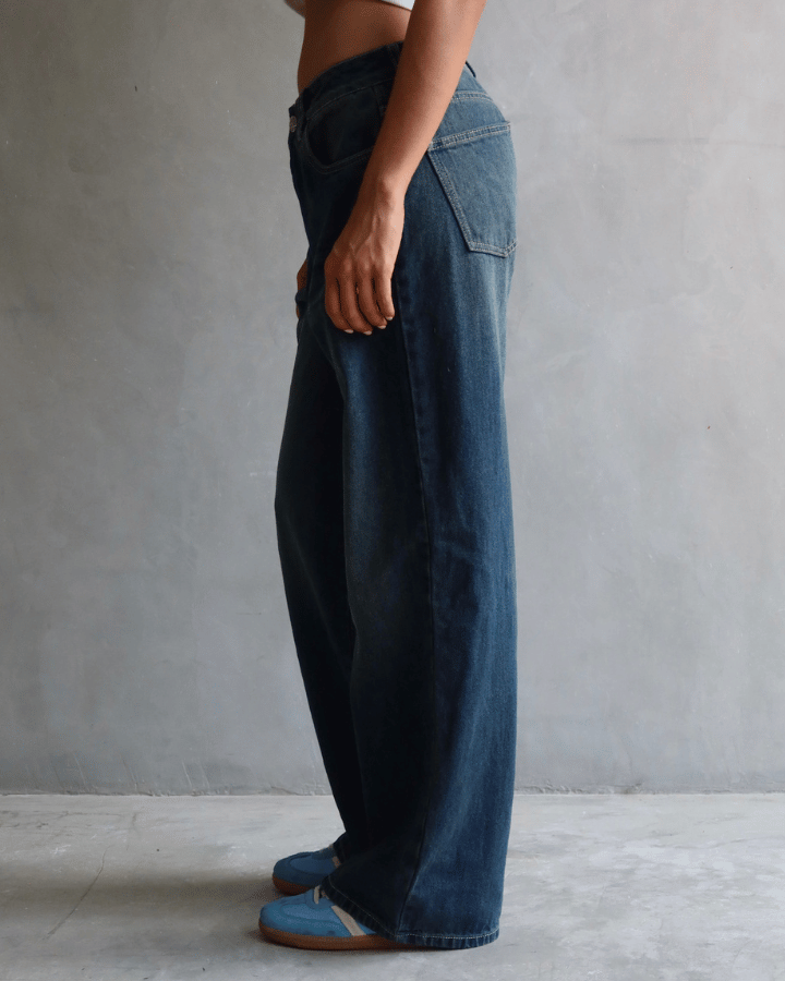 JEAN RELAXED FIT GREEN TINTED AZUL
