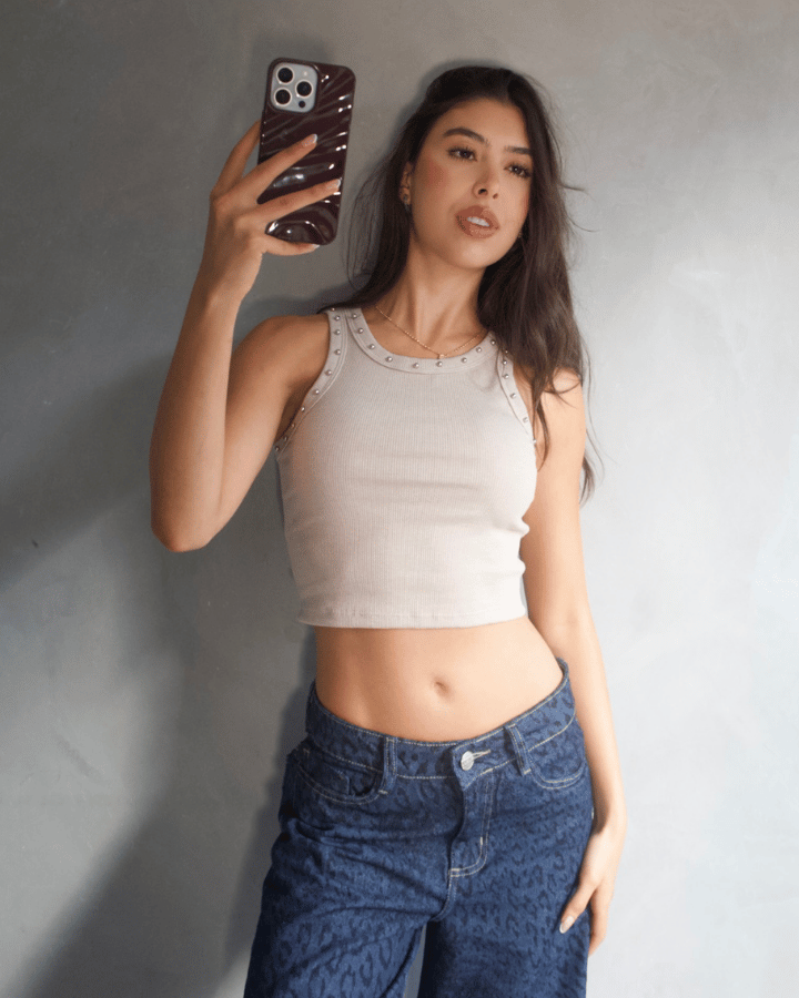 TANK TOP STUDDED TACHES NUDE