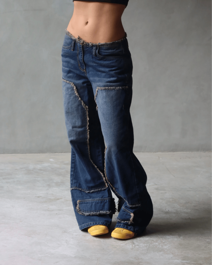 JEAN ANCHO DESTROYED DIRTY WASH AZUL MEDIO