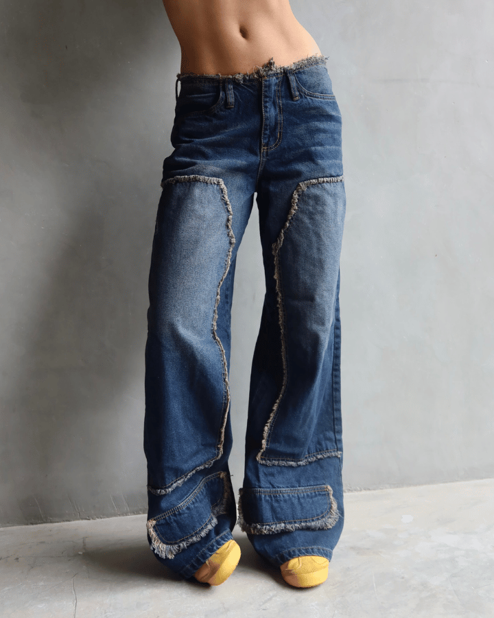 JEAN ANCHO DESTROYED DIRTY WASH AZUL MEDIO