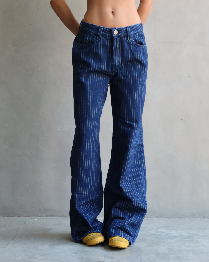 JEAN STRAIGHT RECTO STRIPES RAYAS AZUL OSCURO