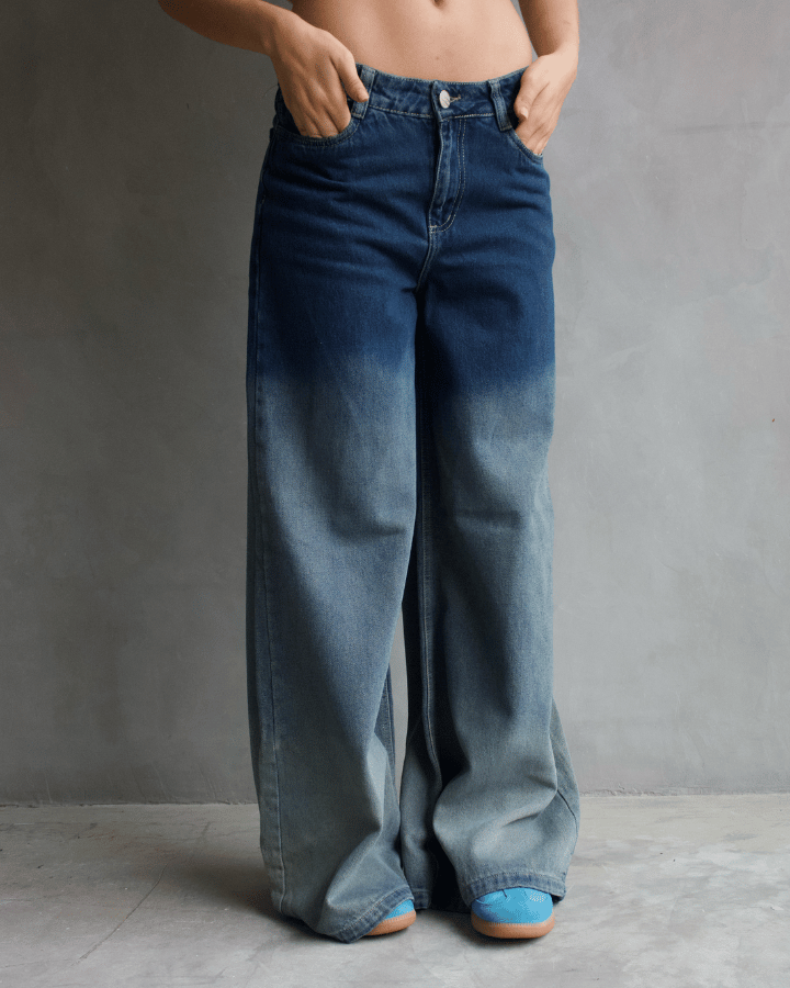 JEAN ANCHO WIDE LEG DEGRADADO AZUL