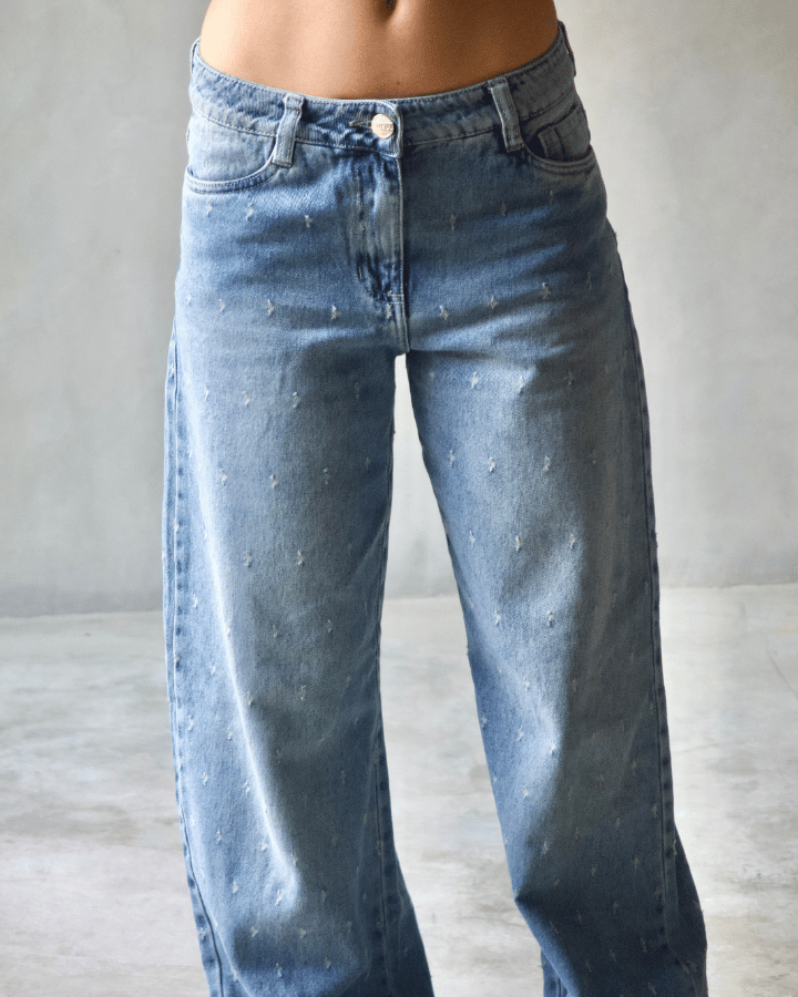 JEAN BAGGY AZUL CLARO VINTAGE STARDOT TEXTURIZADO