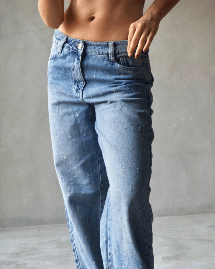 JEAN BAGGY AZUL CLARO VINTAGE STARDOT TEXTURIZADO