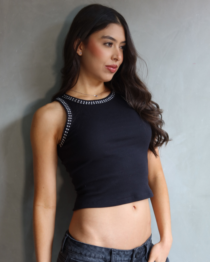 TANK TOP DOUBLE TACHES NEGRO