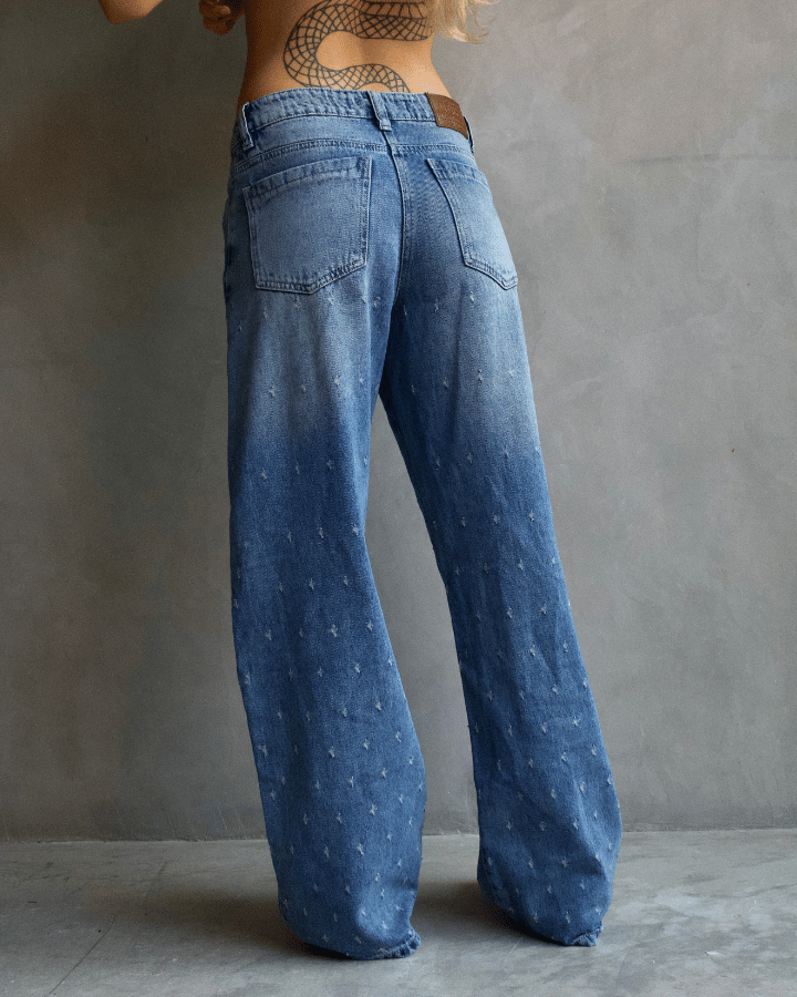 JEAN BAGGY AZUL CLARO VINTAGE STARDOT TEXTURIZADO