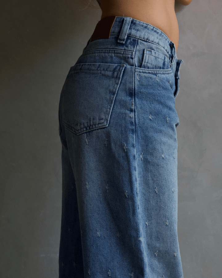 JEAN BAGGY AZUL CLARO VINTAGE STARDOT TEXTURIZADO