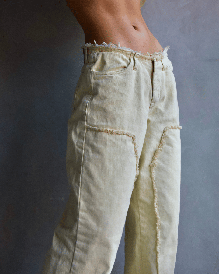 JEAN ANCHO DESTROYED DIRTY WASH VAINILLA BEIGE