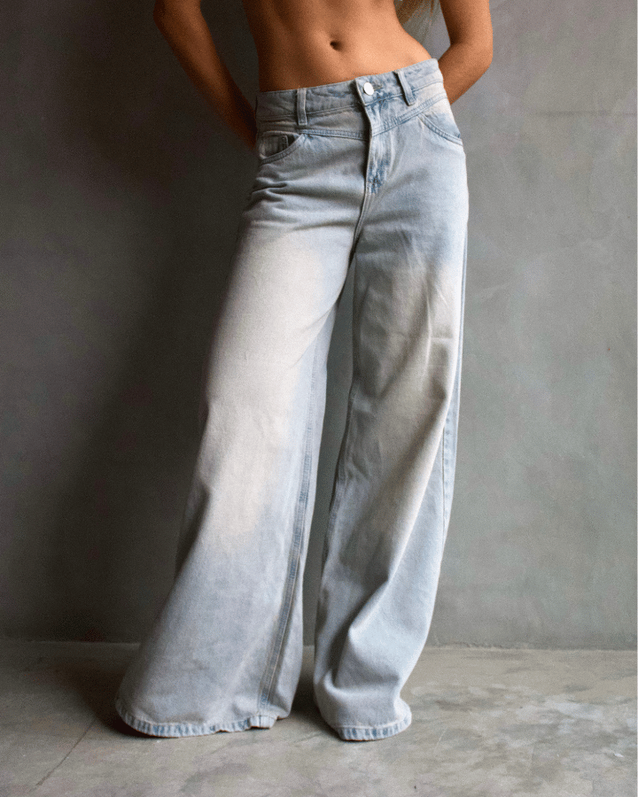 JEAN WIDE LEG ANCHO SNOW WASH VINTAGE AZUL CARO