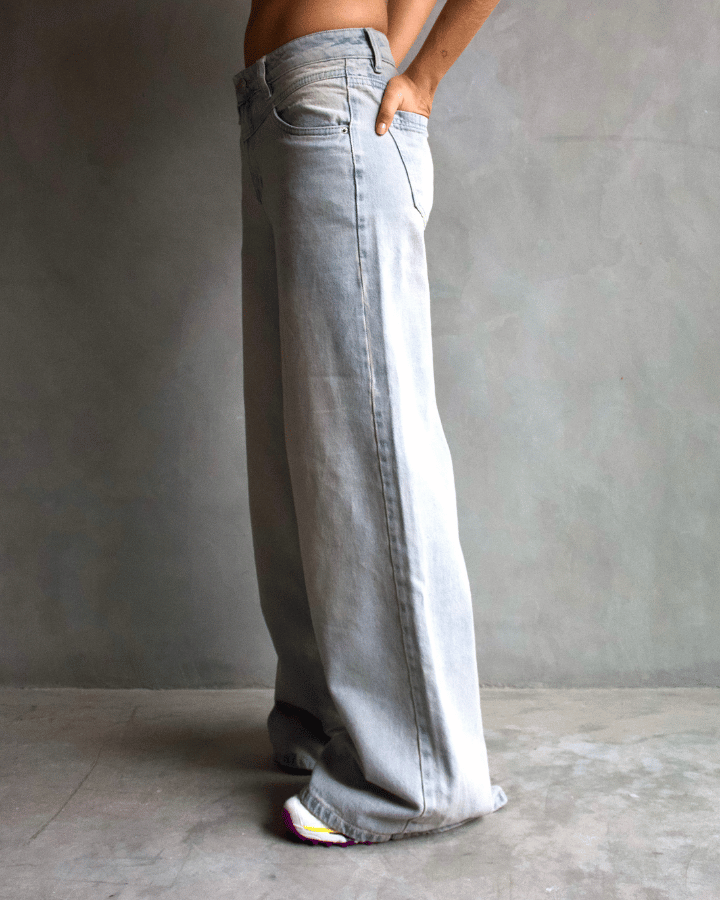 JEAN WIDE LEG ANCHO SNOW WASH VINTAGE AZUL CARO