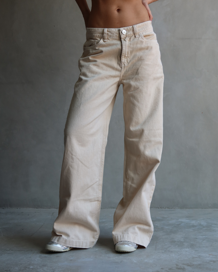 JEAN ANCHO WIDE LEG CREAM BEIGE