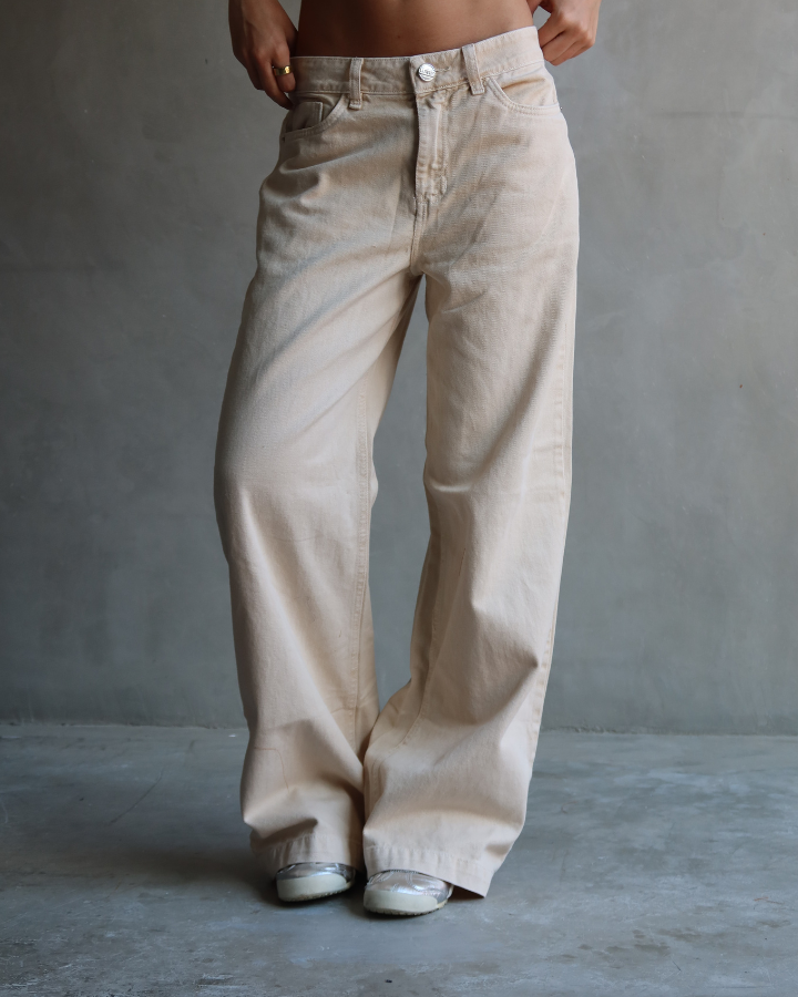 JEAN ANCHO WIDE LEG CREAM BEIGE