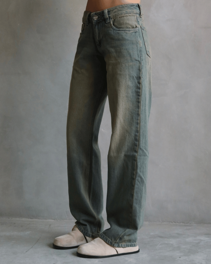 JEAN EXTRA LOW STRAIGHT FIT VINTAGE GREEN WASHED AZUL