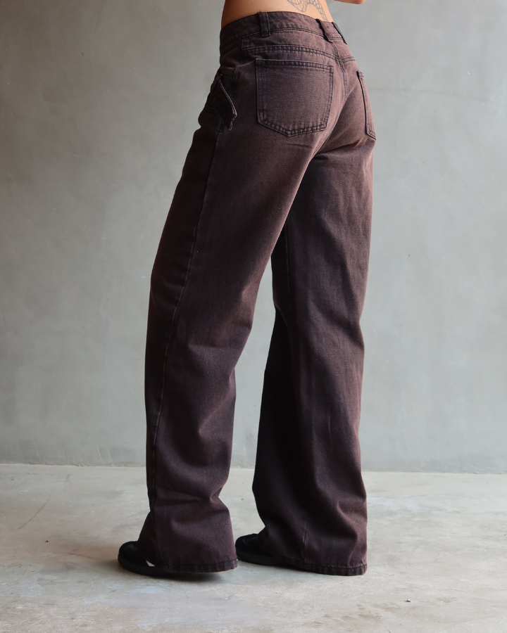 JEAN WIDE LEG BELTED CAFÉ BLUSH TINTED