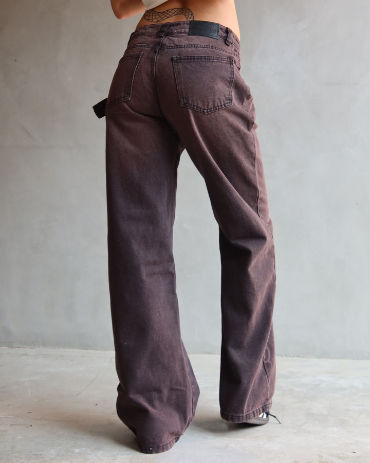 JEAN WIDE LEG BELTED CAFÉ BLUSH TINTED