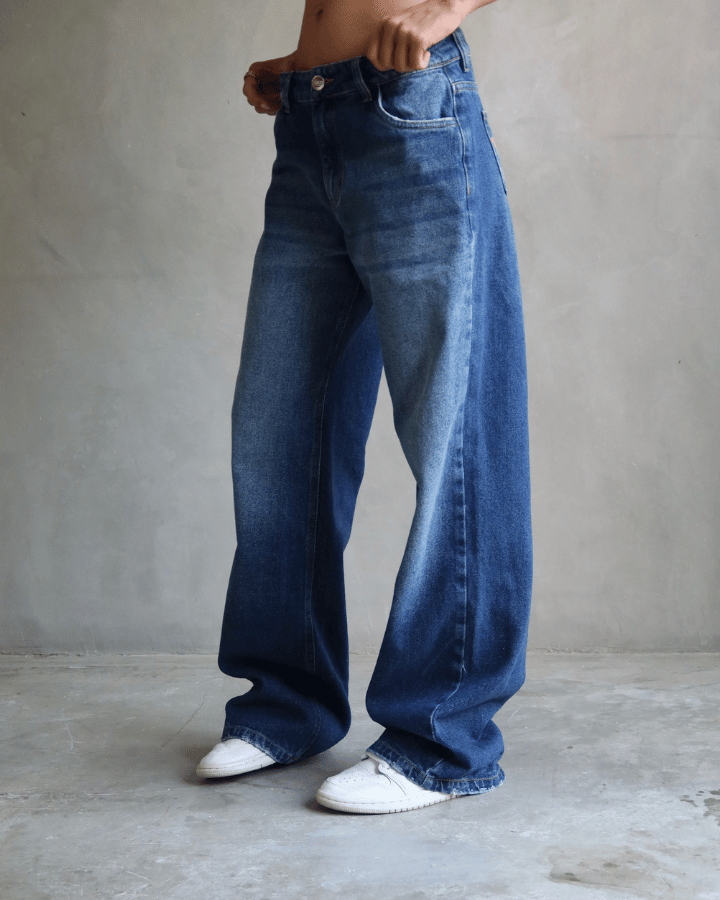 JEAN RELAXED FIT GLITTER STARS BLUE WASHED AZUL