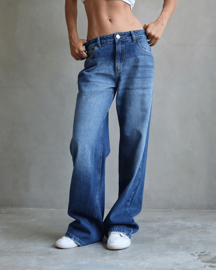 JEAN RELAXED FIT GLITTER STARS BLUE WASHED AZUL