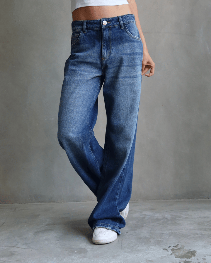 JEAN RELAXED FIT GLITTER STARS BLUE WASHED AZUL
