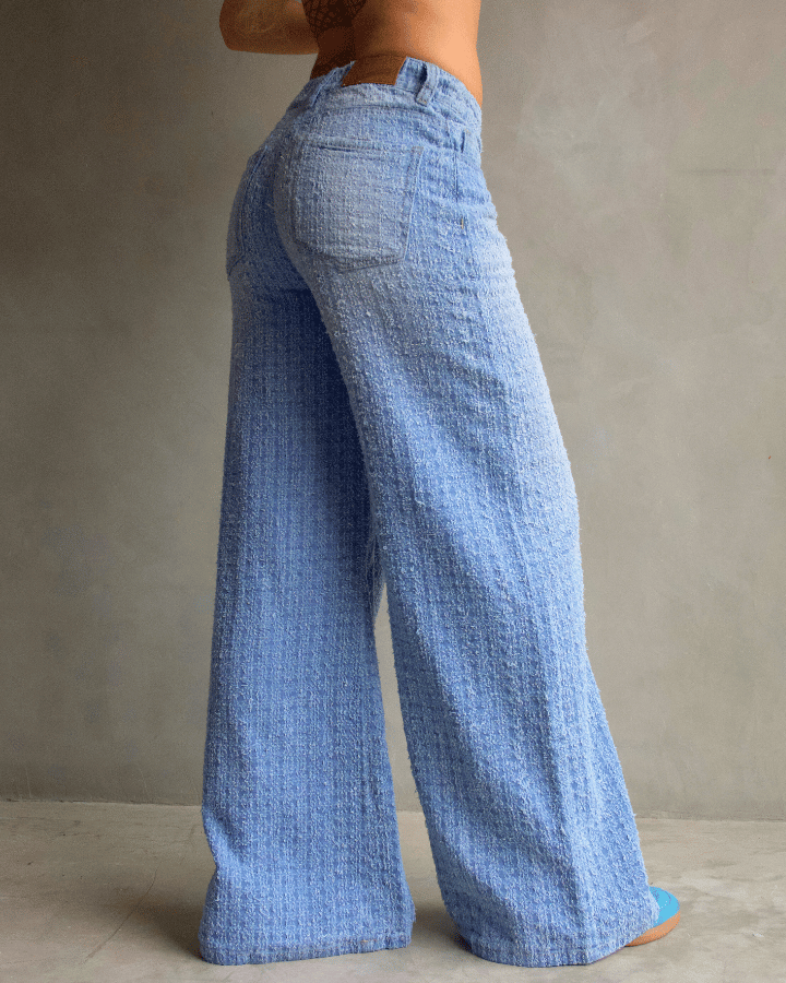 JEAN STRAIGHT ESTRELLAS PLATEADAS AZUL