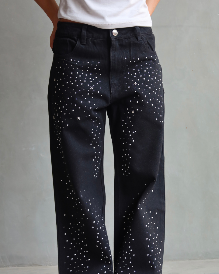 JEAN WIDE LEG FIT ANCHO PIXIE NEGRO