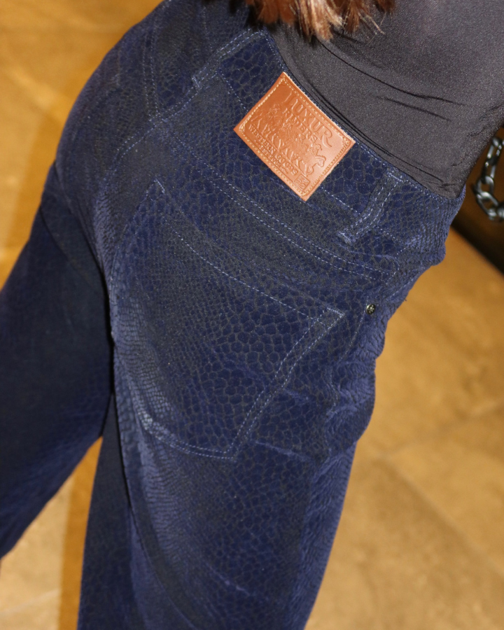 JEAN STRAIGHT RECTO SNAKE TEXTURE AZUL