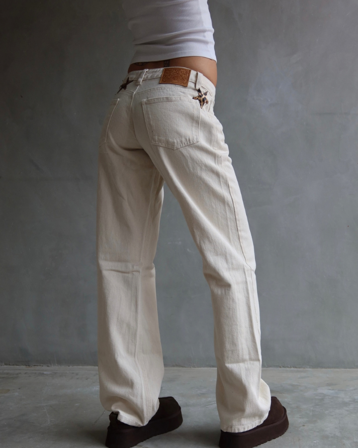 JEAN EXTRA LOW STRAIGHT FIT CHEETAH STARS BEIGE