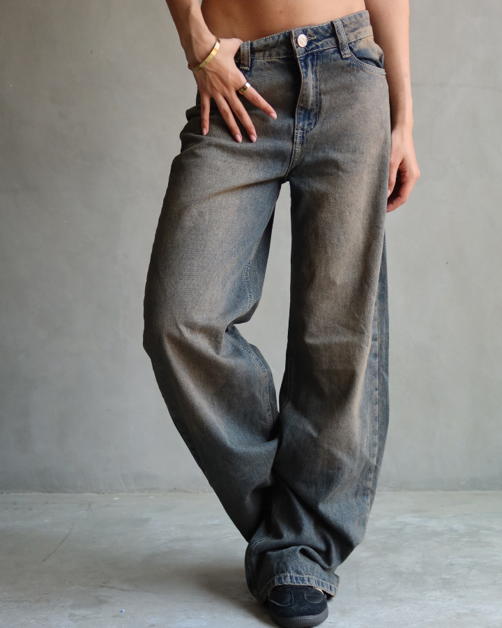 JEAN WIDE LEG FIT DIRTY AZUL
