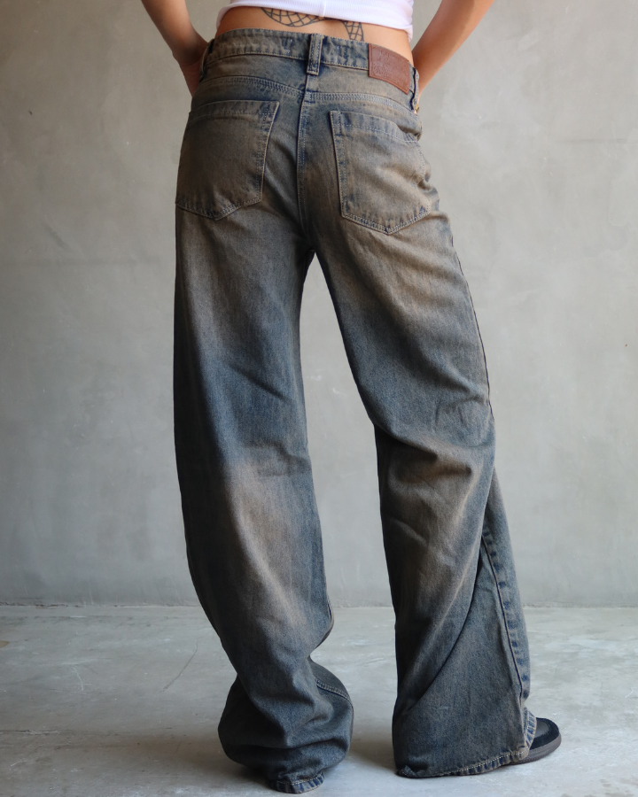 JEAN WIDE LEG FIT DIRTY AZUL