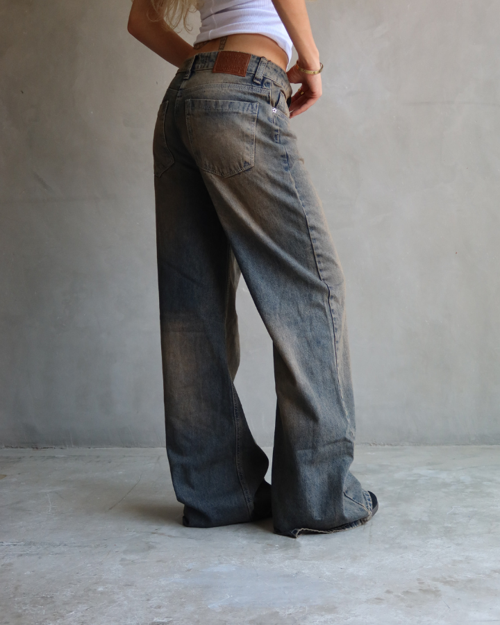 JEAN WIDE LEG FIT DIRTY AZUL