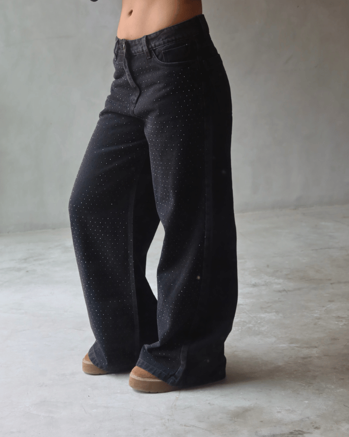 Jeans mujer wide leg negro Medellín marca LUXUR Jeans