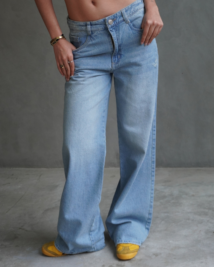 JEAN BACK STARS STUDS STRAIGHT AZUL CLARO