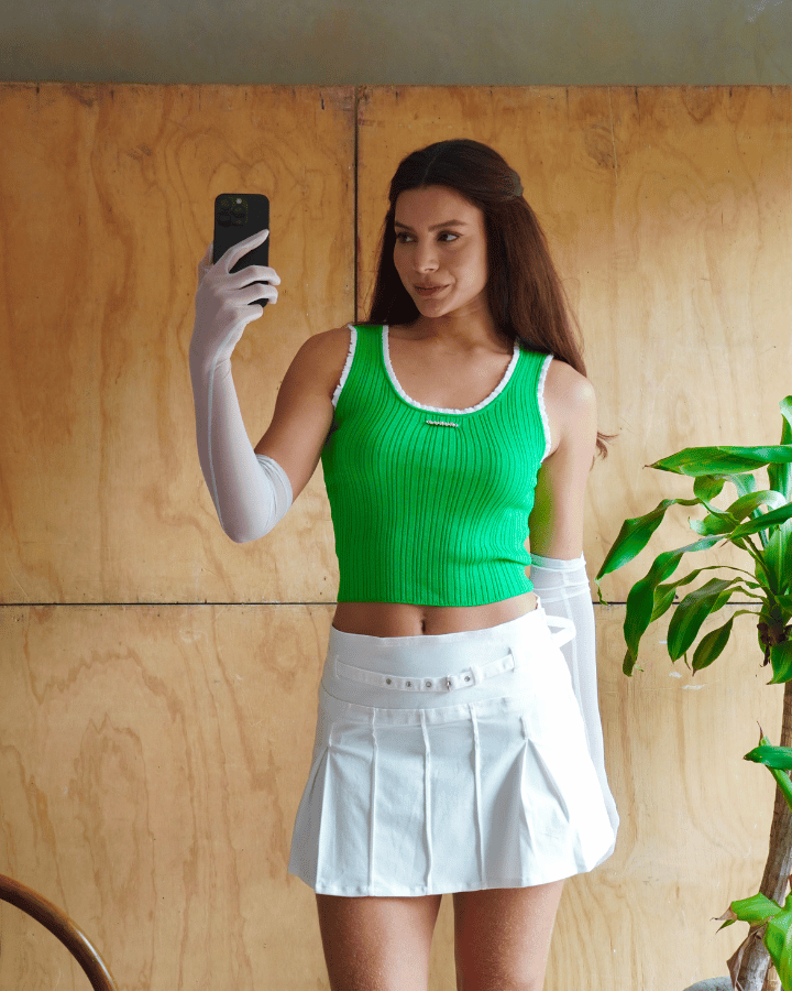 LUXUR TOP CROP RIB VERDE