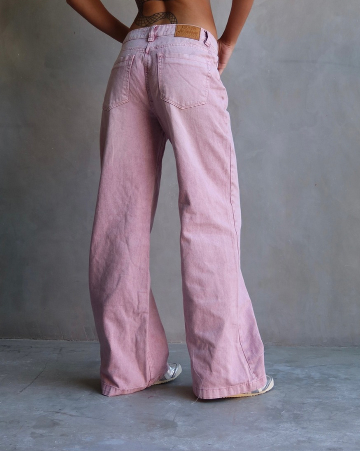 JEAN ANCHO WIDE LEG FIT FULLY BLUSH ROSADO