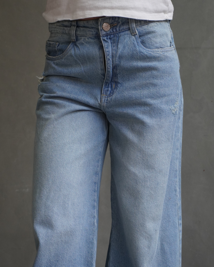 JEAN BACK STARS STUDS STRAIGHT AZUL CLARO