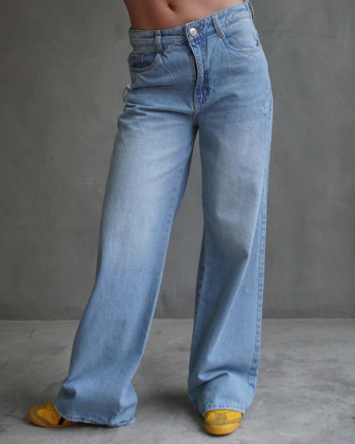 JEAN BACK STARS STUDS STRAIGHT AZUL CLARO