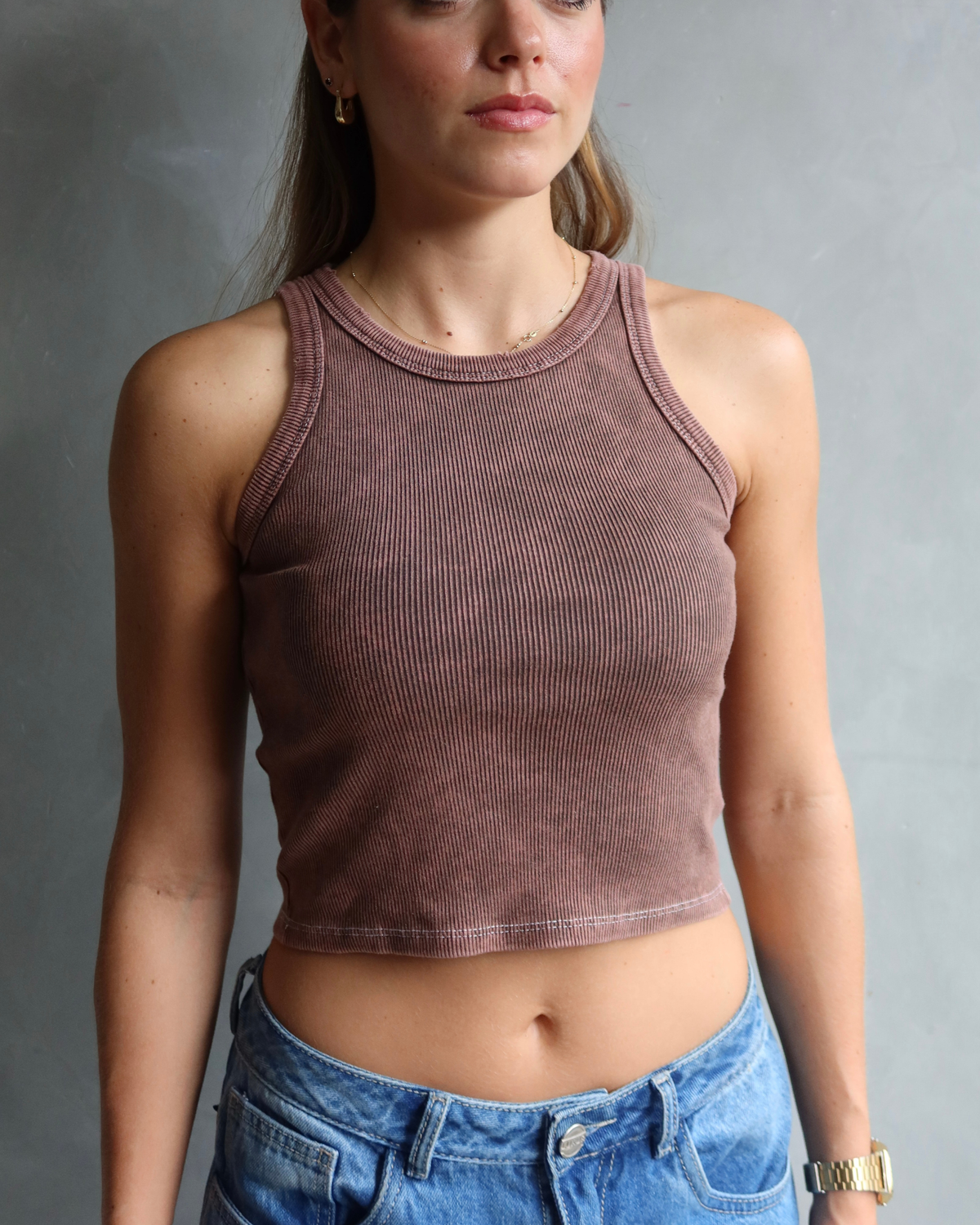 TANK TOP WASHED CAFÉ