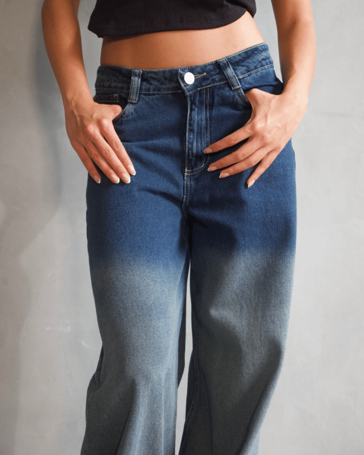 JEAN ANCHO WIDE LEG DEGRADADO AZUL