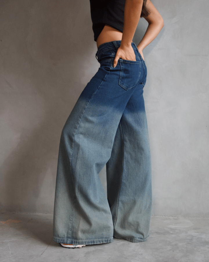 JEAN ANCHO WIDE LEG DEGRADADO AZUL