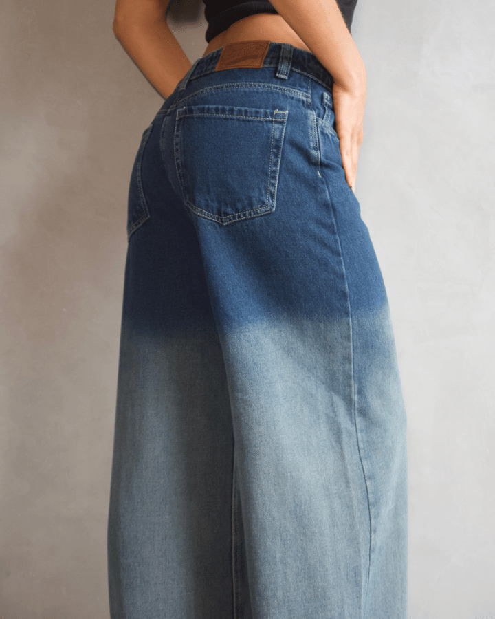 JEAN ANCHO WIDE LEG DEGRADADO AZUL