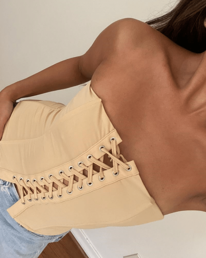 CORSET LACE UP CON CORDONES NUDE