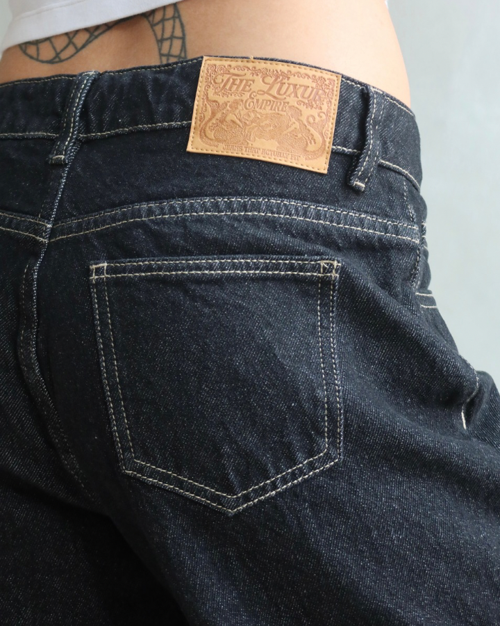 JEAN RELAXED FIT ECRU STITCHING NEGRO