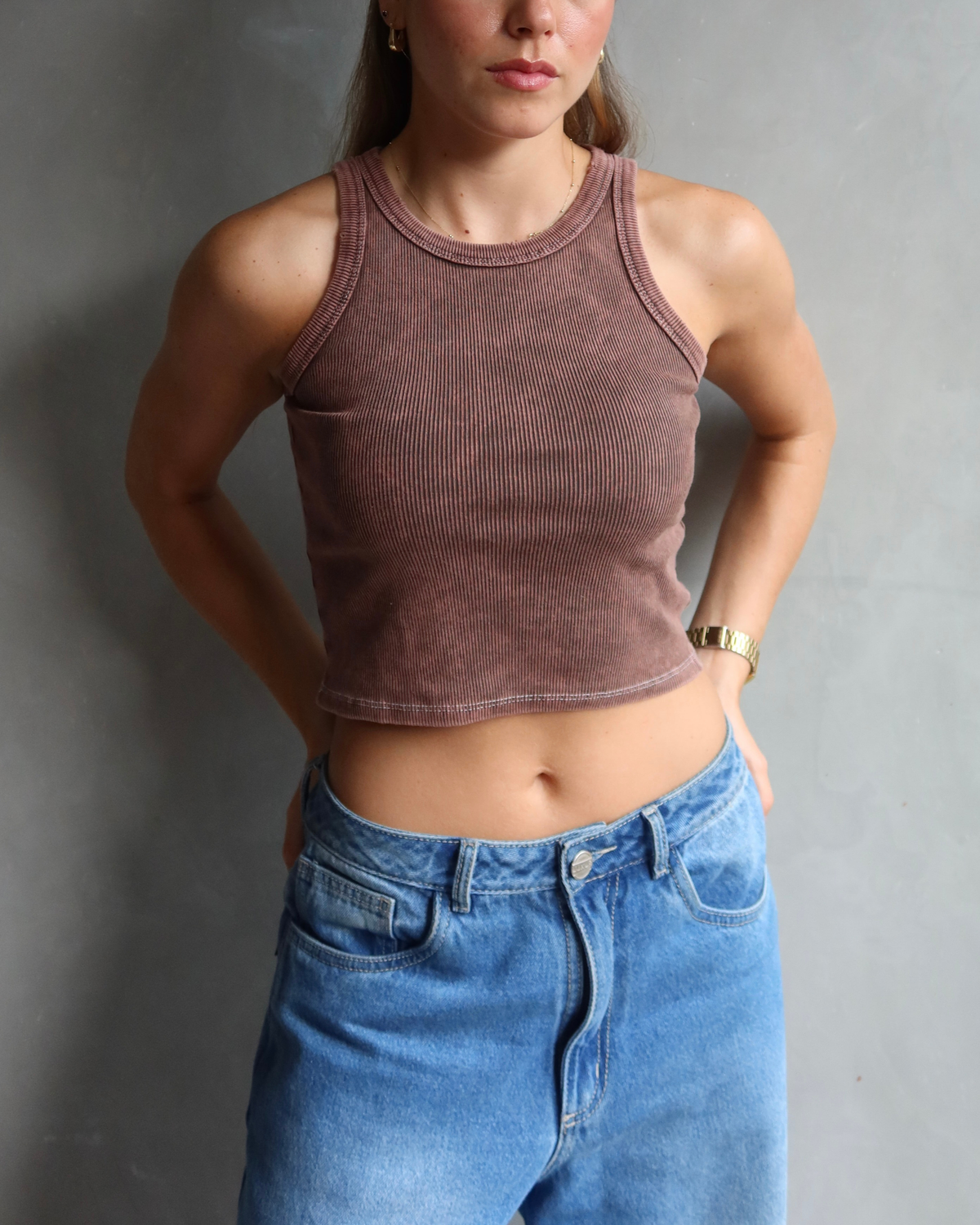 TANK TOP WASHED CAFÉ