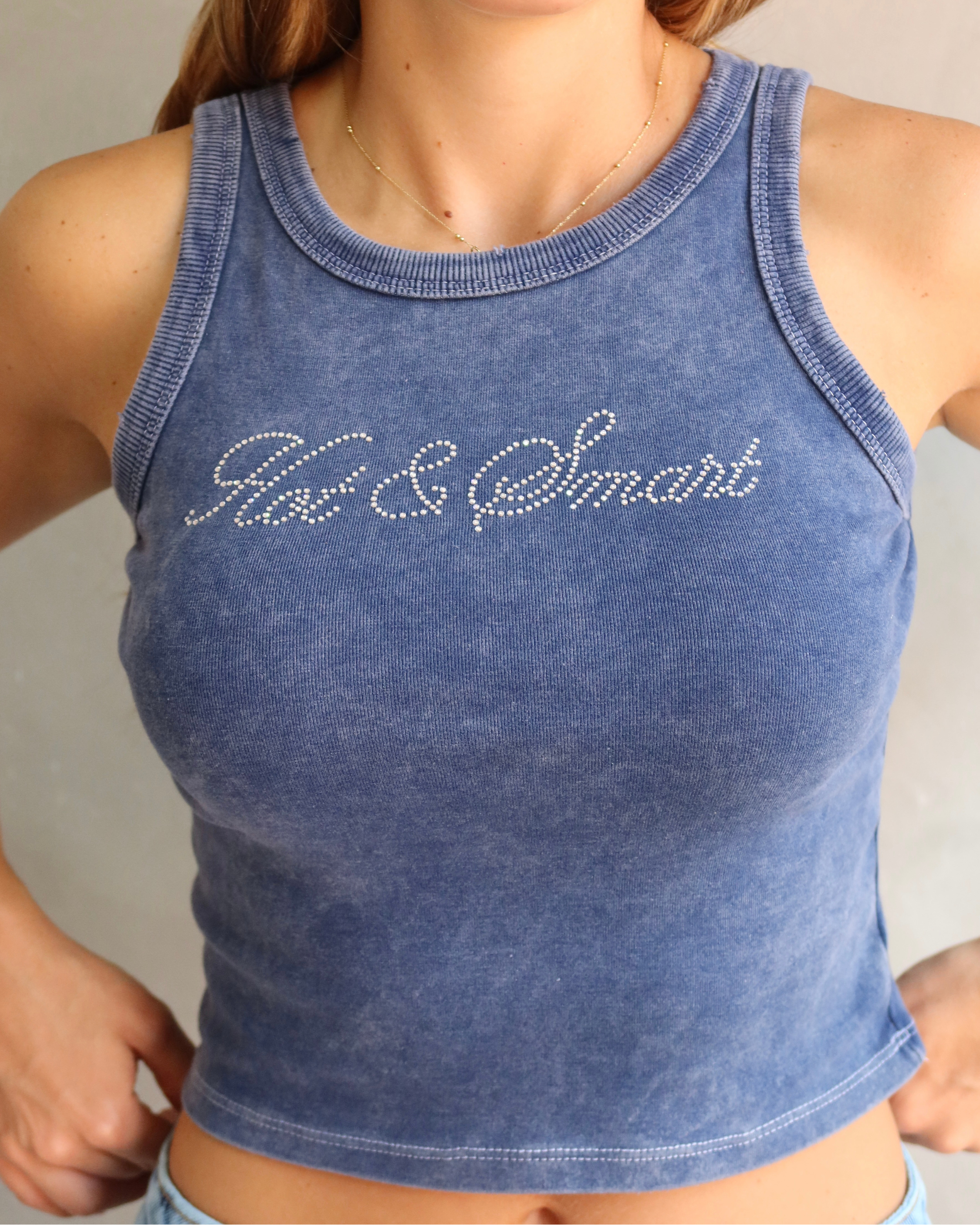 TANK TOP HOT & SMART AZUL WASHED