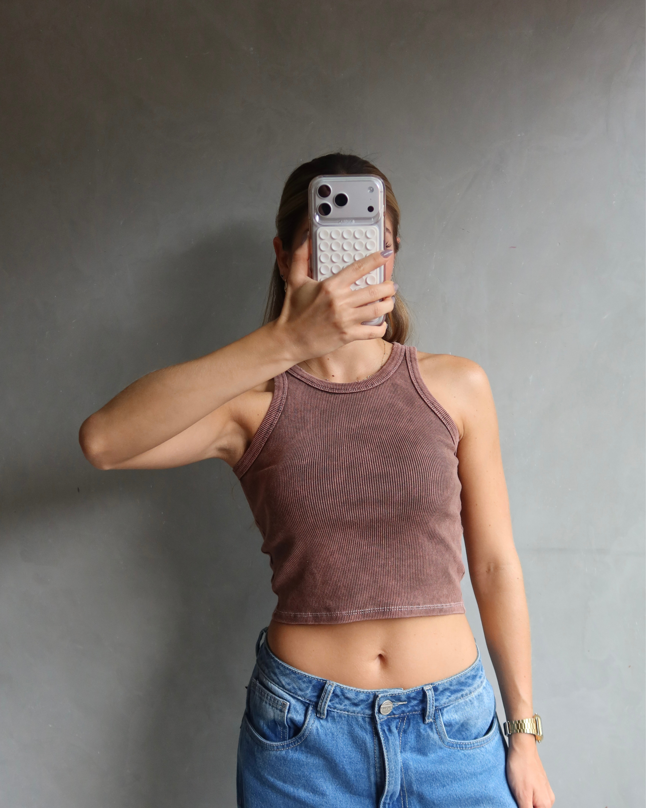 TANK TOP WASHED CAFÉ